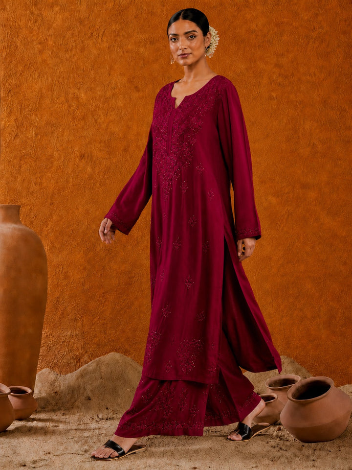 Avika Rayon Chikankari Mukaish Co-ord Set