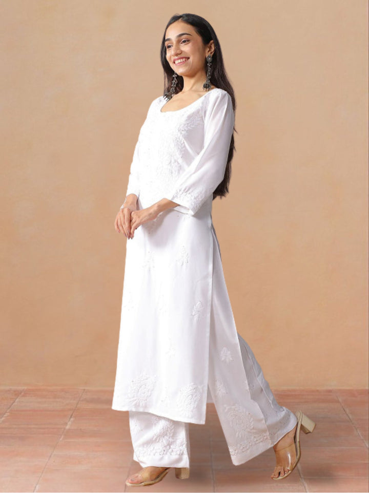 Avika Rayon Chikankari Mukaish Co-ord Set