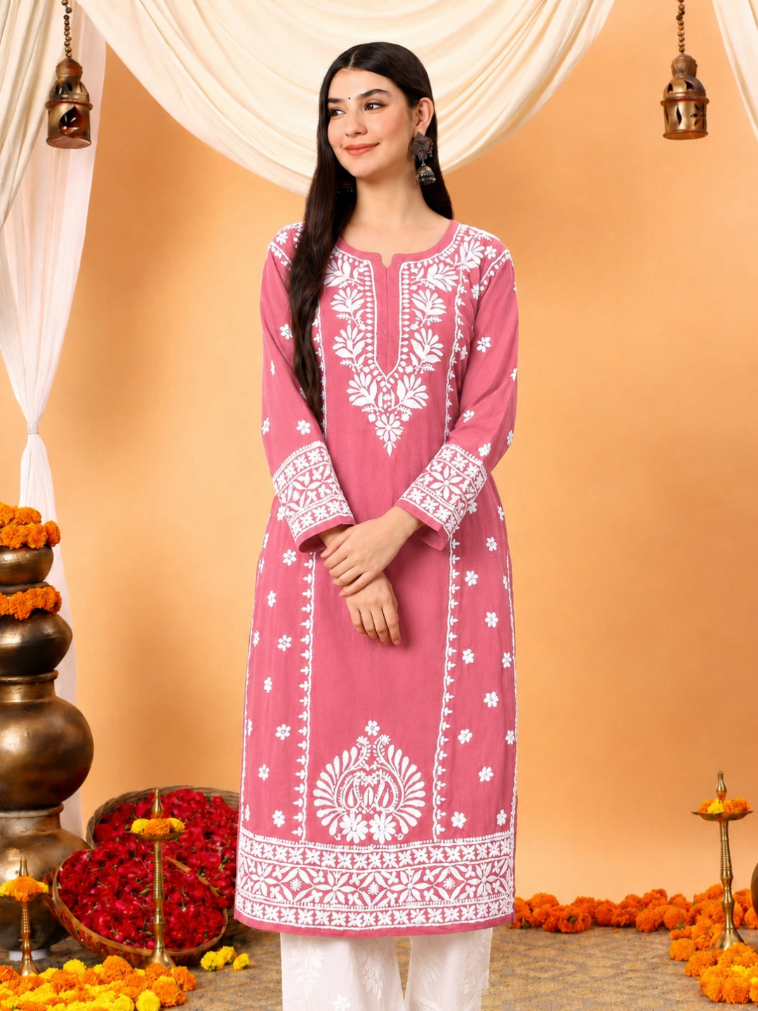 Gauri Modal Chikankari Premium Straight Kurta
