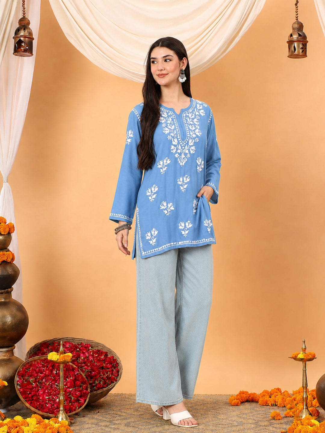 Alaya Modal Chikankari Short Kurti