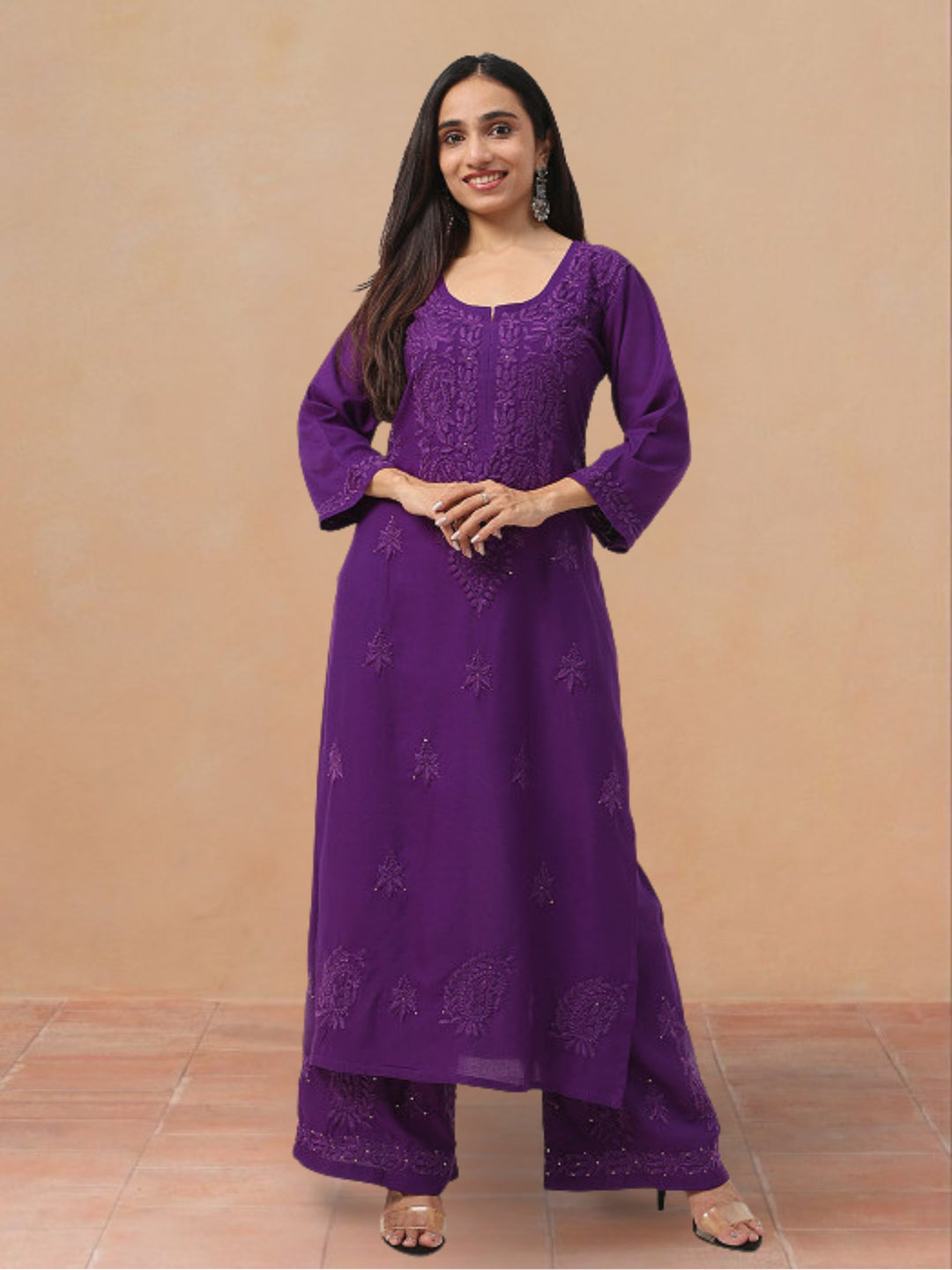 Avika Rayon Chikankari Mukaish Co-ord Set