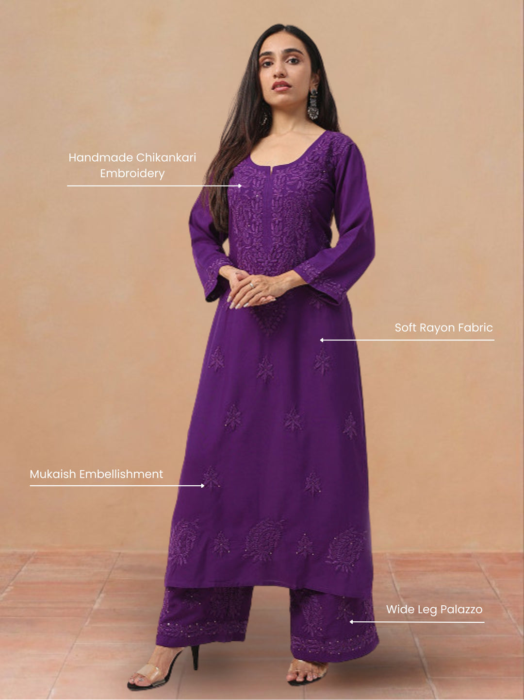 Avika Rayon Chikankari Mukaish Co-ord Set