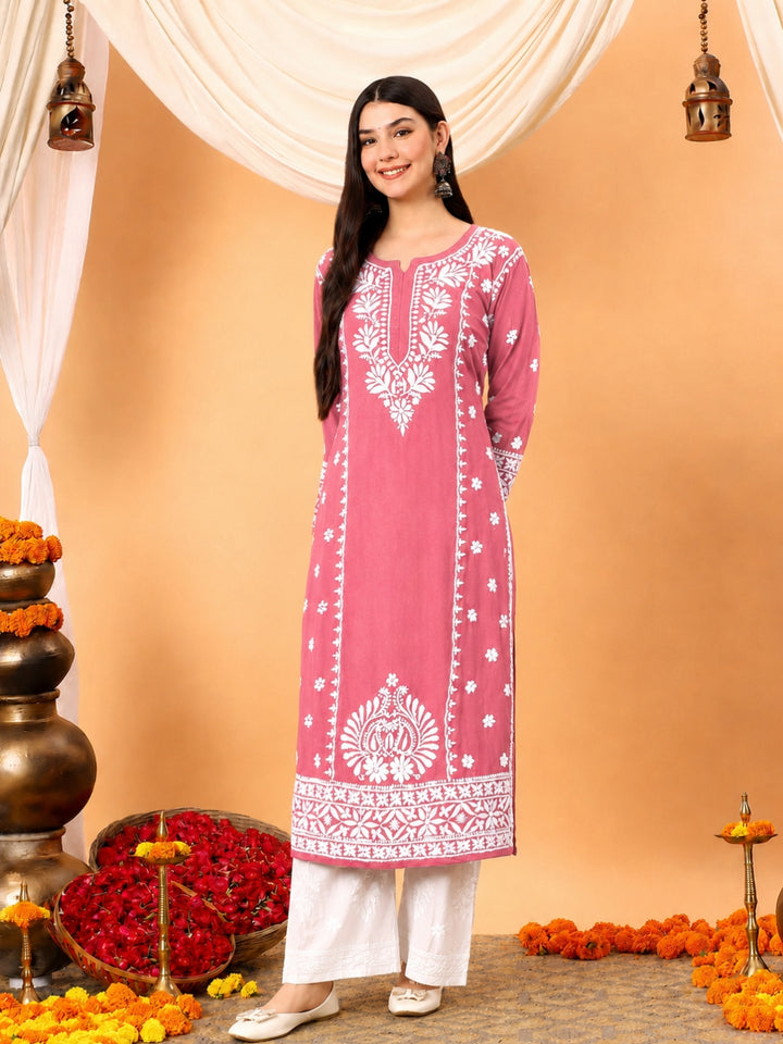 Gauri Modal Chikankari Premium Straight Kurta