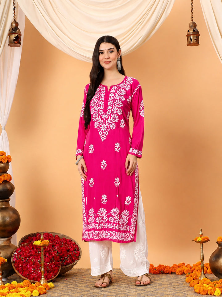 Rekha Modal Chikankari Premium Straight Kurta
