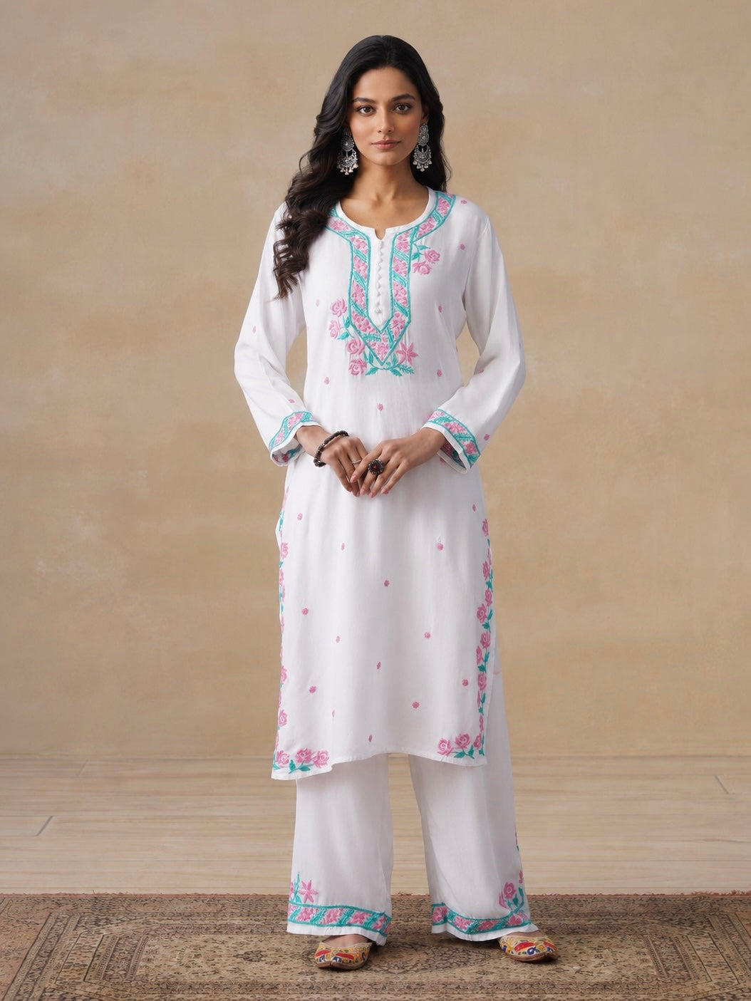 Gulab Rayon Chikankari Co-ord Set