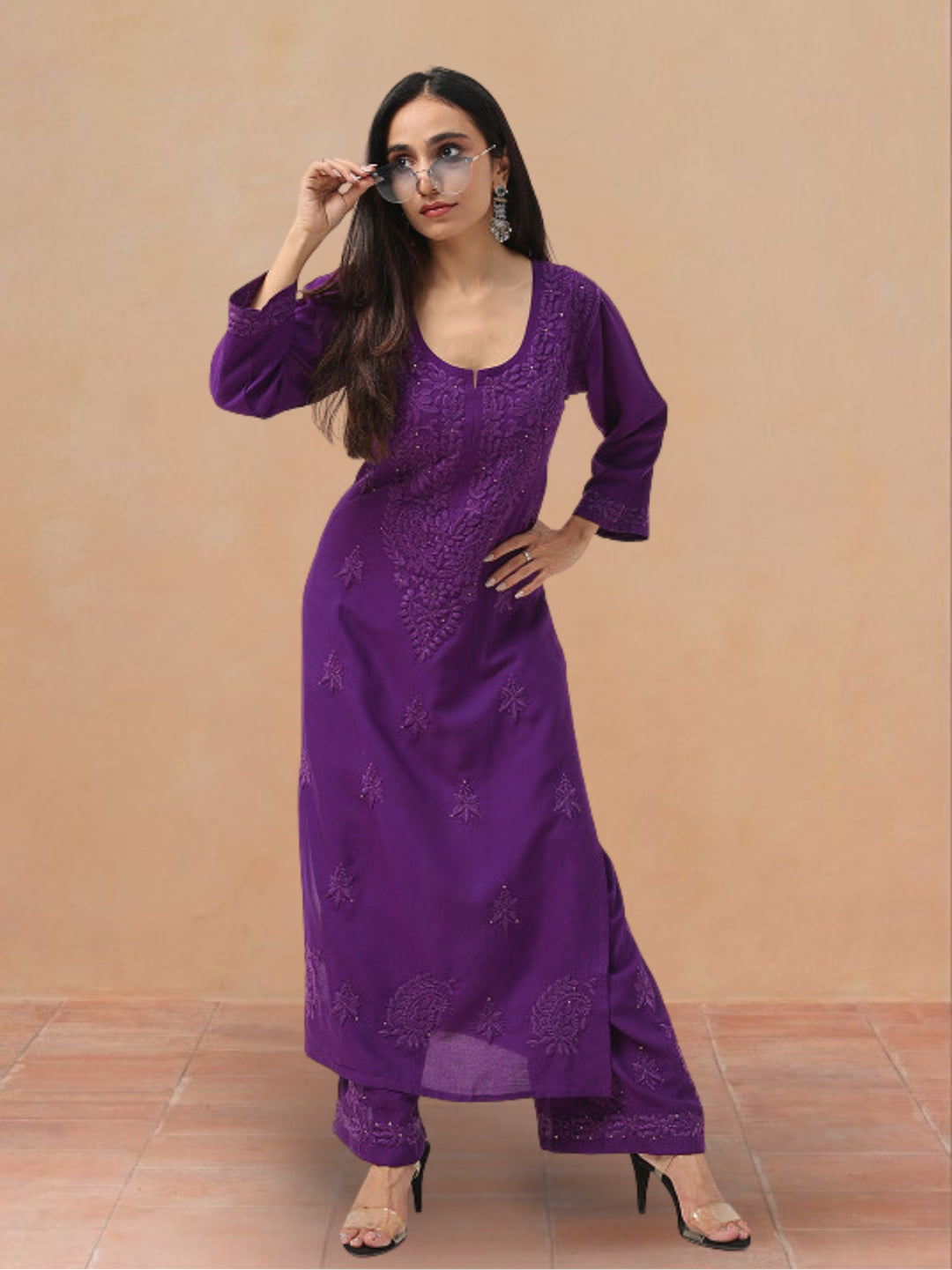Avika Rayon Chikankari Mukaish Co-ord Set