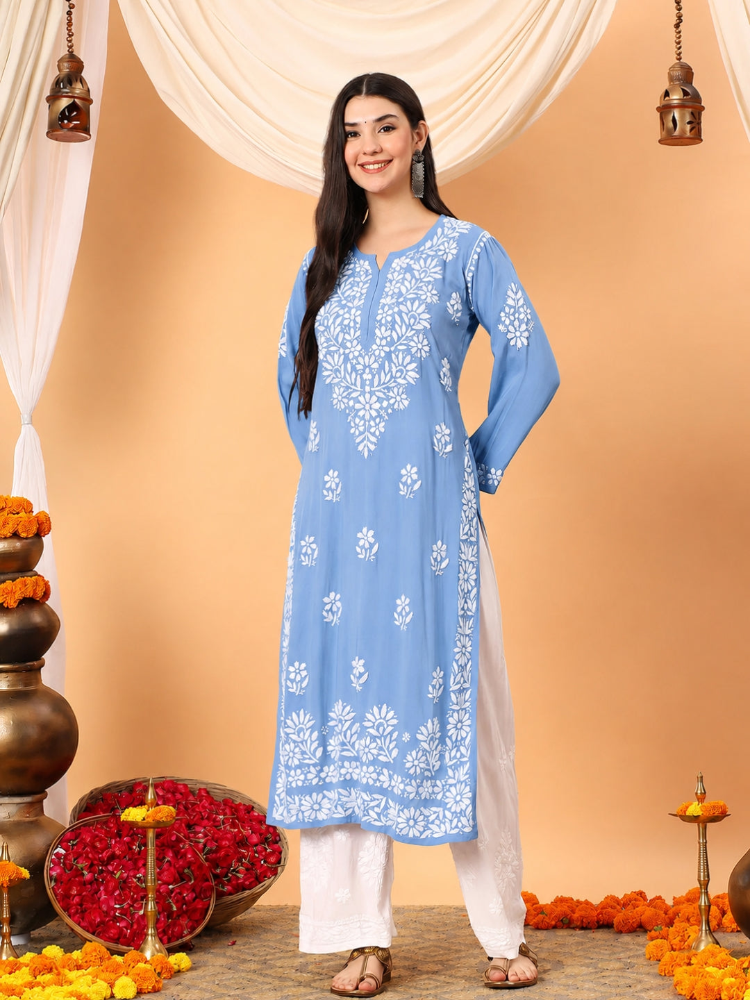 Rekha Modal Chikankari Premium Straight Kurta