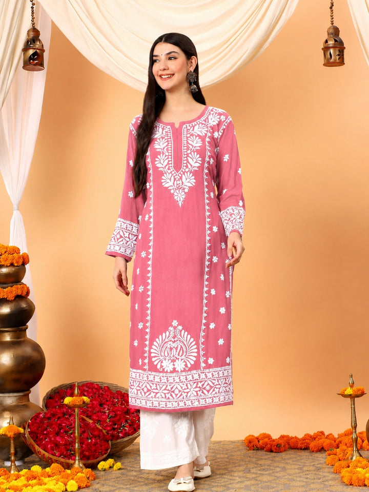Gauri Modal Chikankari Premium Straight Kurta
