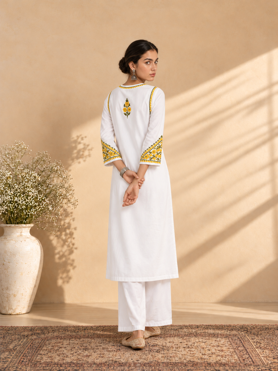 Laila Cotton Chikankari Straight Kurta