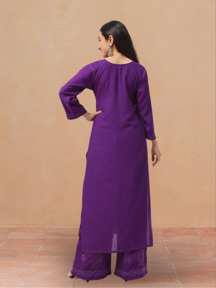Avika Rayon Chikankari Mukaish Co-ord Set
