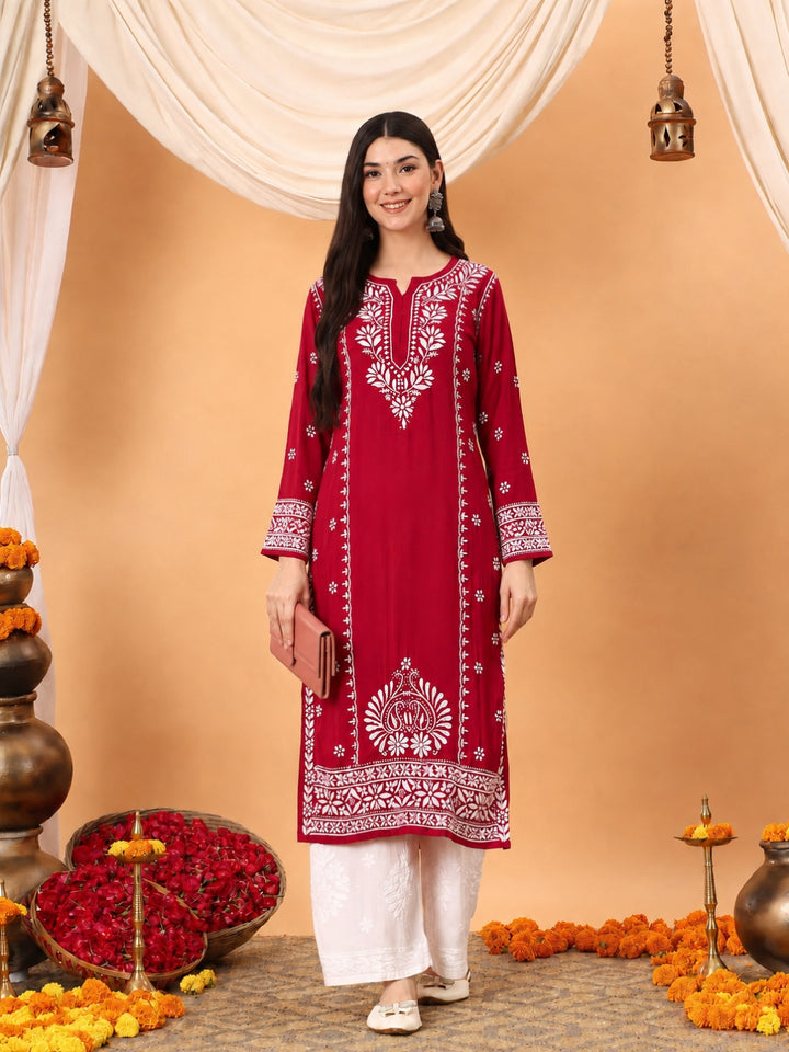 Gauri Modal Chikankari Premium Straight Kurta