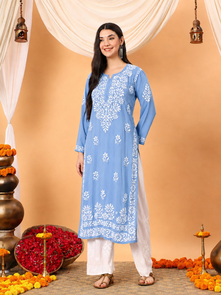 Rekha Modal Chikankari Premium Straight Kurta
