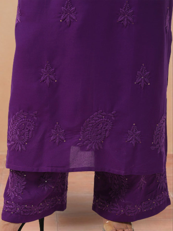 Avika Rayon Chikankari Mukaish Co-ord Set