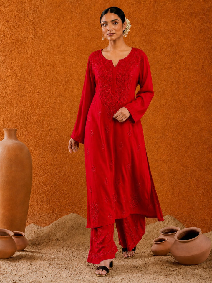 Avika Rayon Chikankari Mukaish Co-ord Set