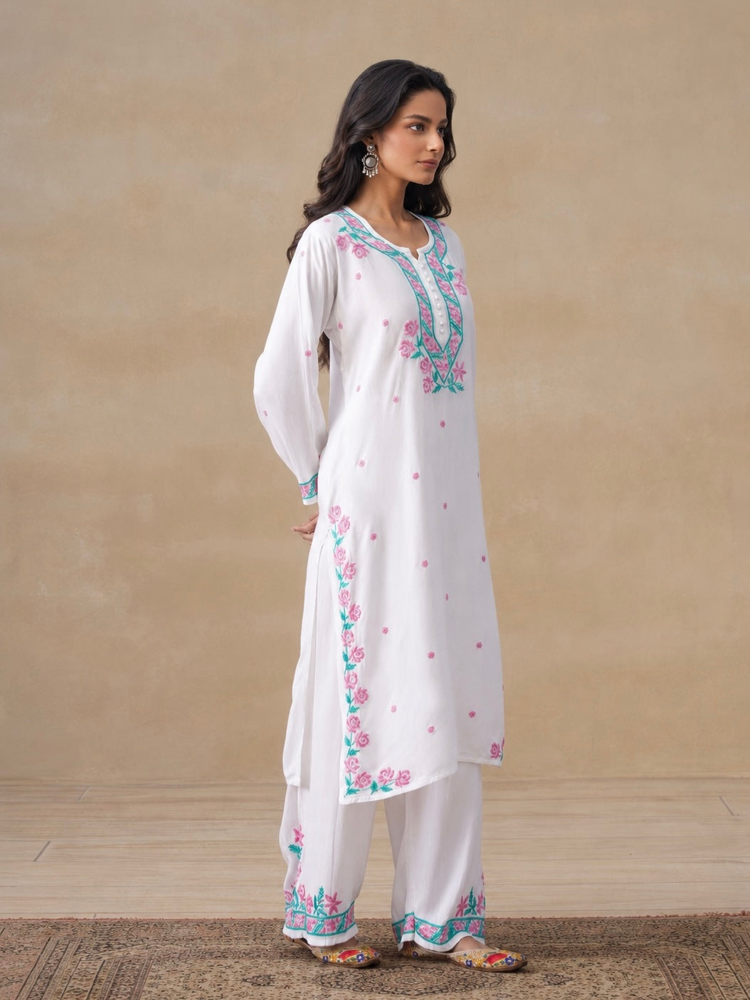 Gulab Rayon Chikankari Co-ord Set