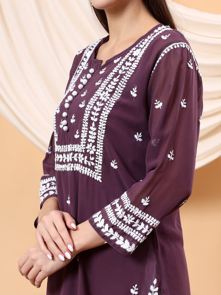 Wafa Chikankari Sheer Georgette Straight Kurta