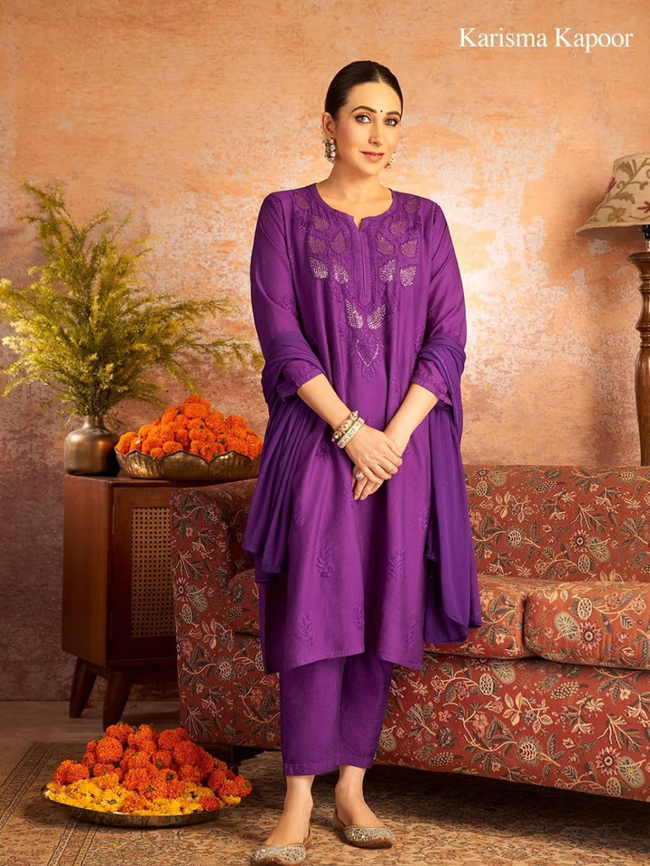 Karisma Chanderi Chikankari Mukaish Straight Kurta