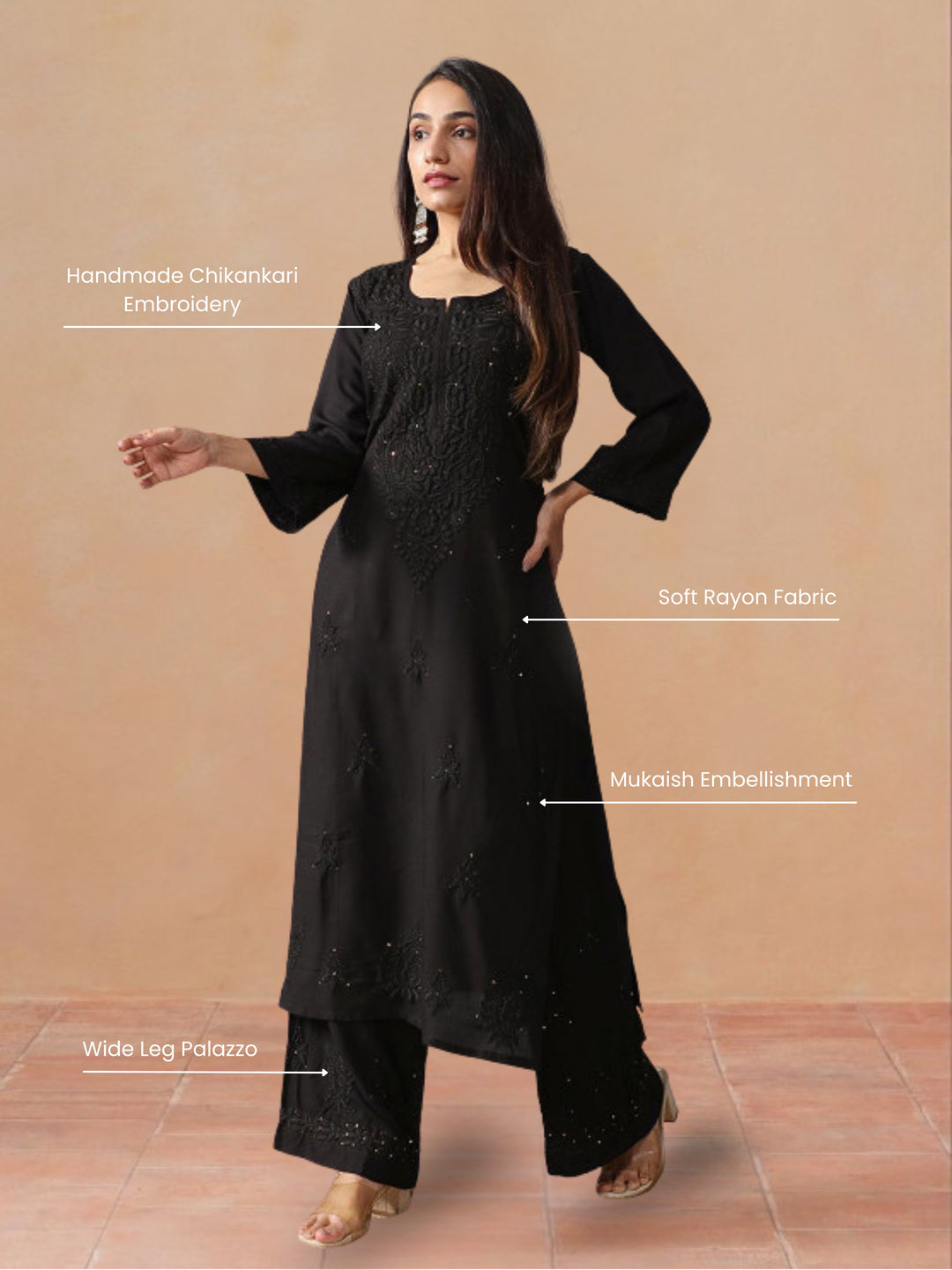 Avika Rayon Chikankari Mukaish Co-ord Set