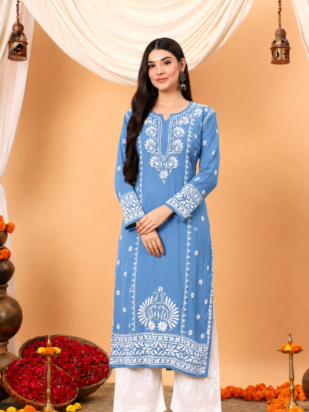 Gauri Modal Chikankari Premium Straight Kurta