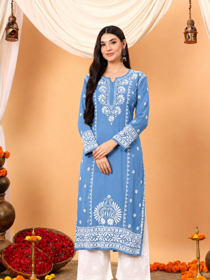 Gauri Modal Chikankari Premium Straight Kurta