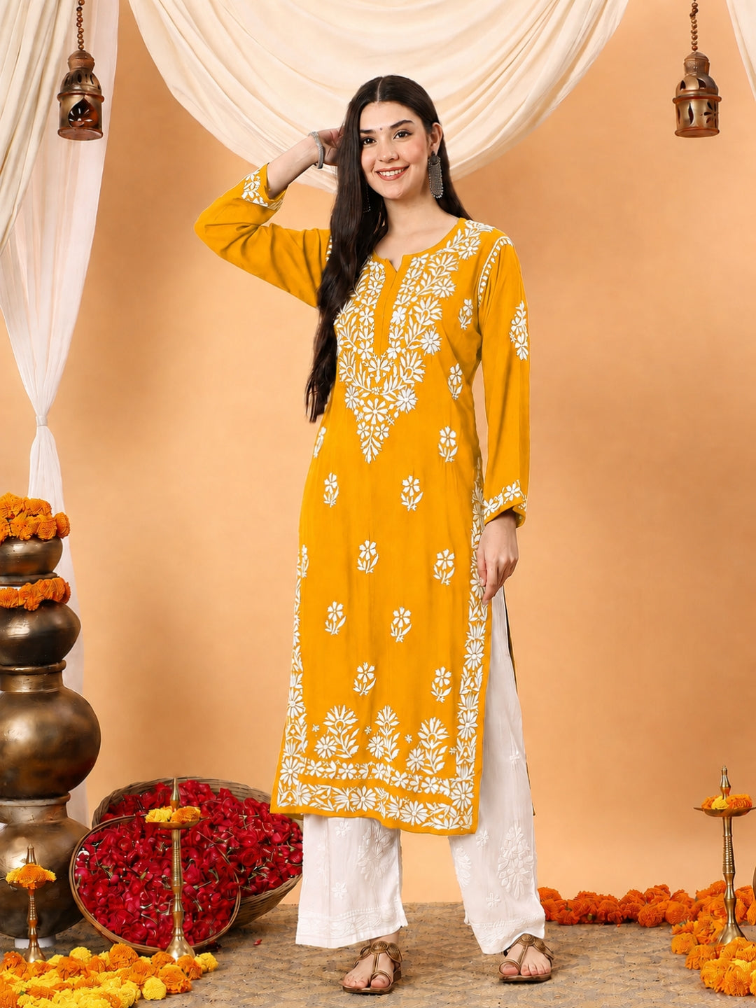 Rekha Modal Chikankari Premium Straight Kurta