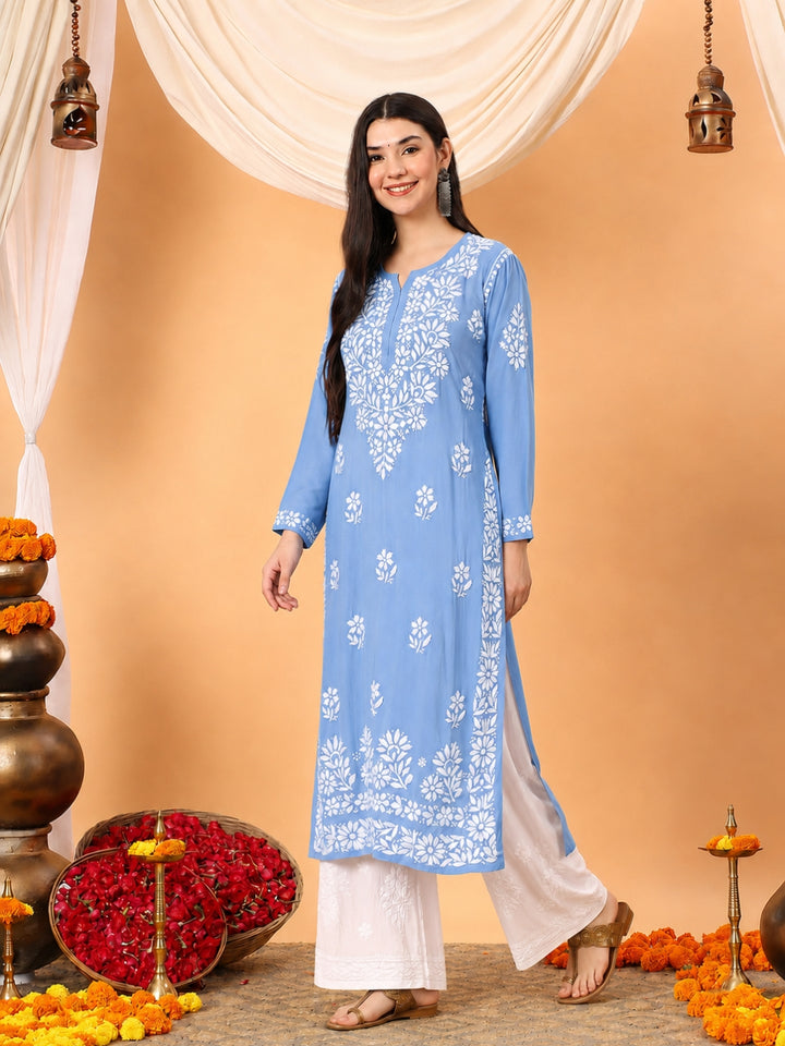 Rekha Modal Chikankari Premium Straight Kurta