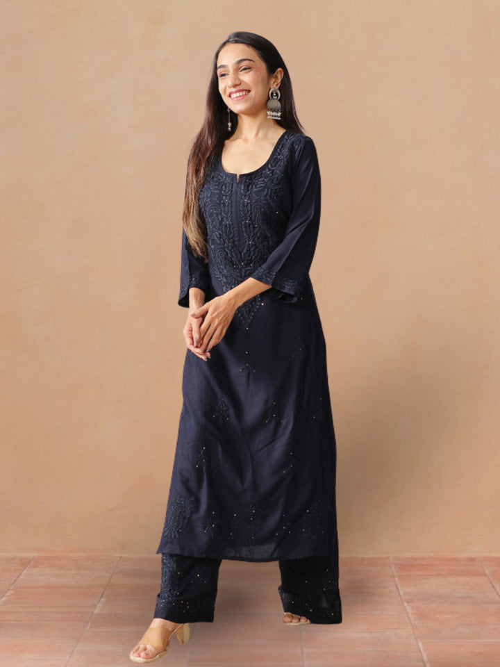 Avika Rayon Chikankari Mukaish Co-ord Set