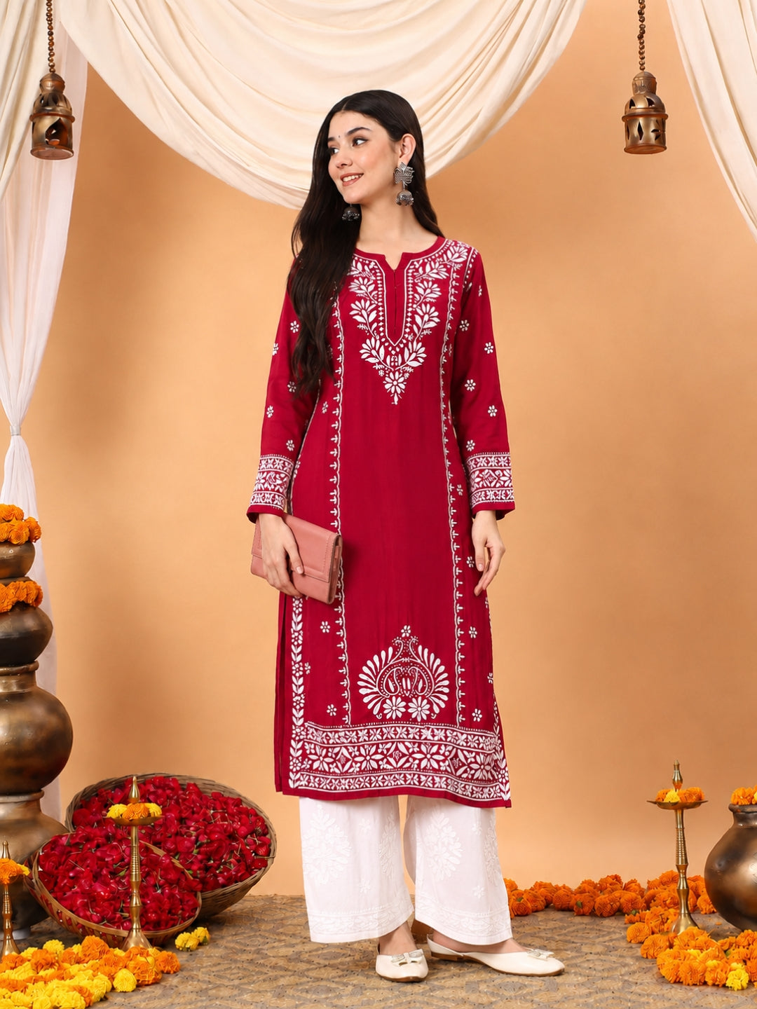 Gauri Modal Chikankari Premium Straight Kurta