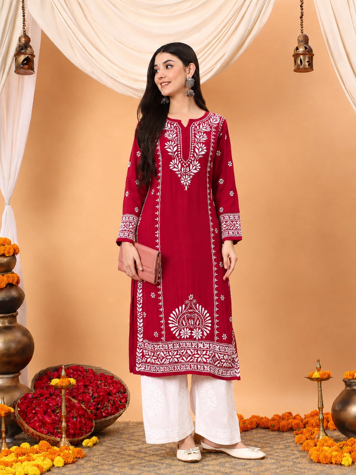 Gauri Modal Chikankari Premium Straight Kurta