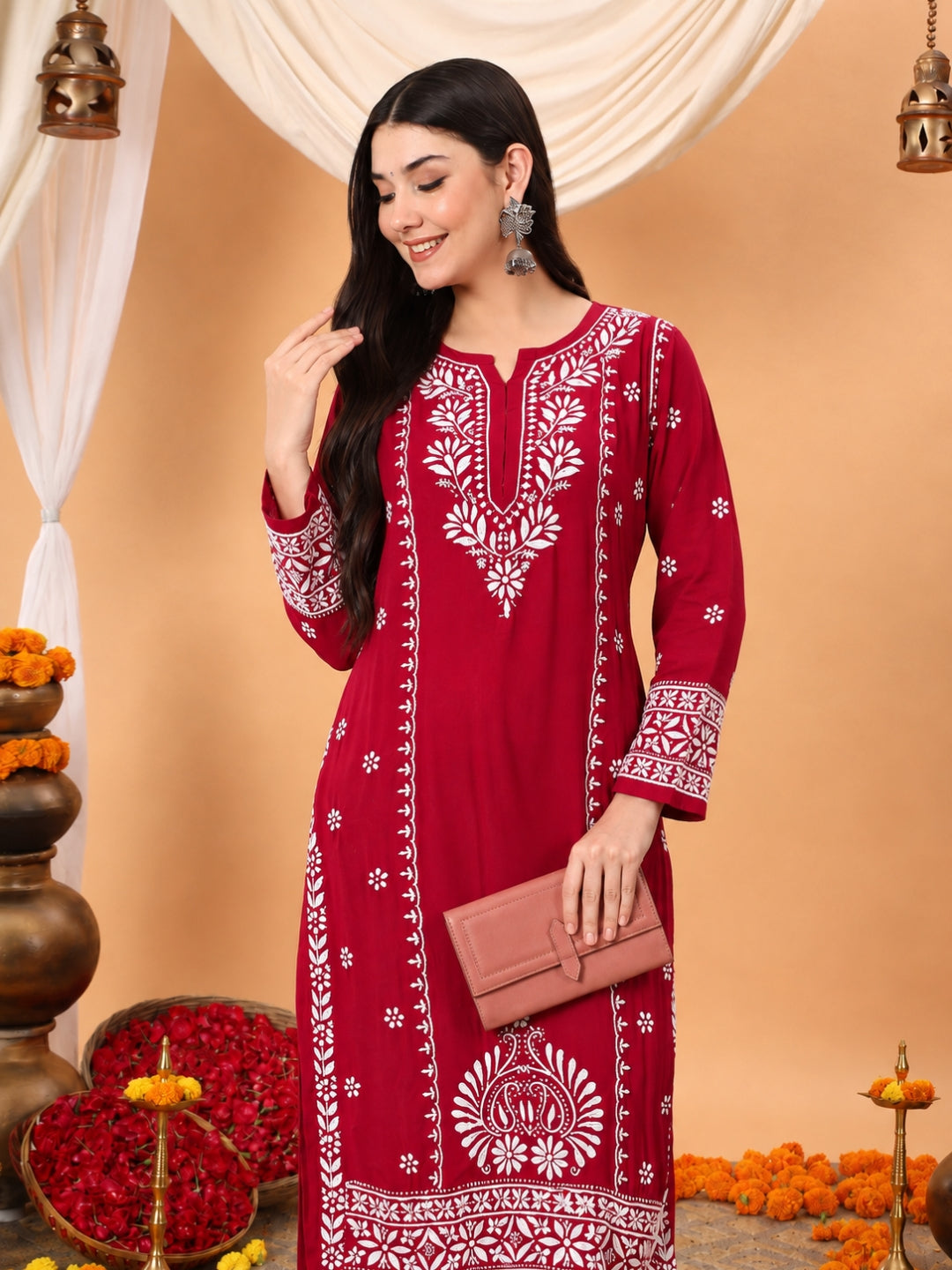Gauri Modal Chikankari Premium Straight Kurta