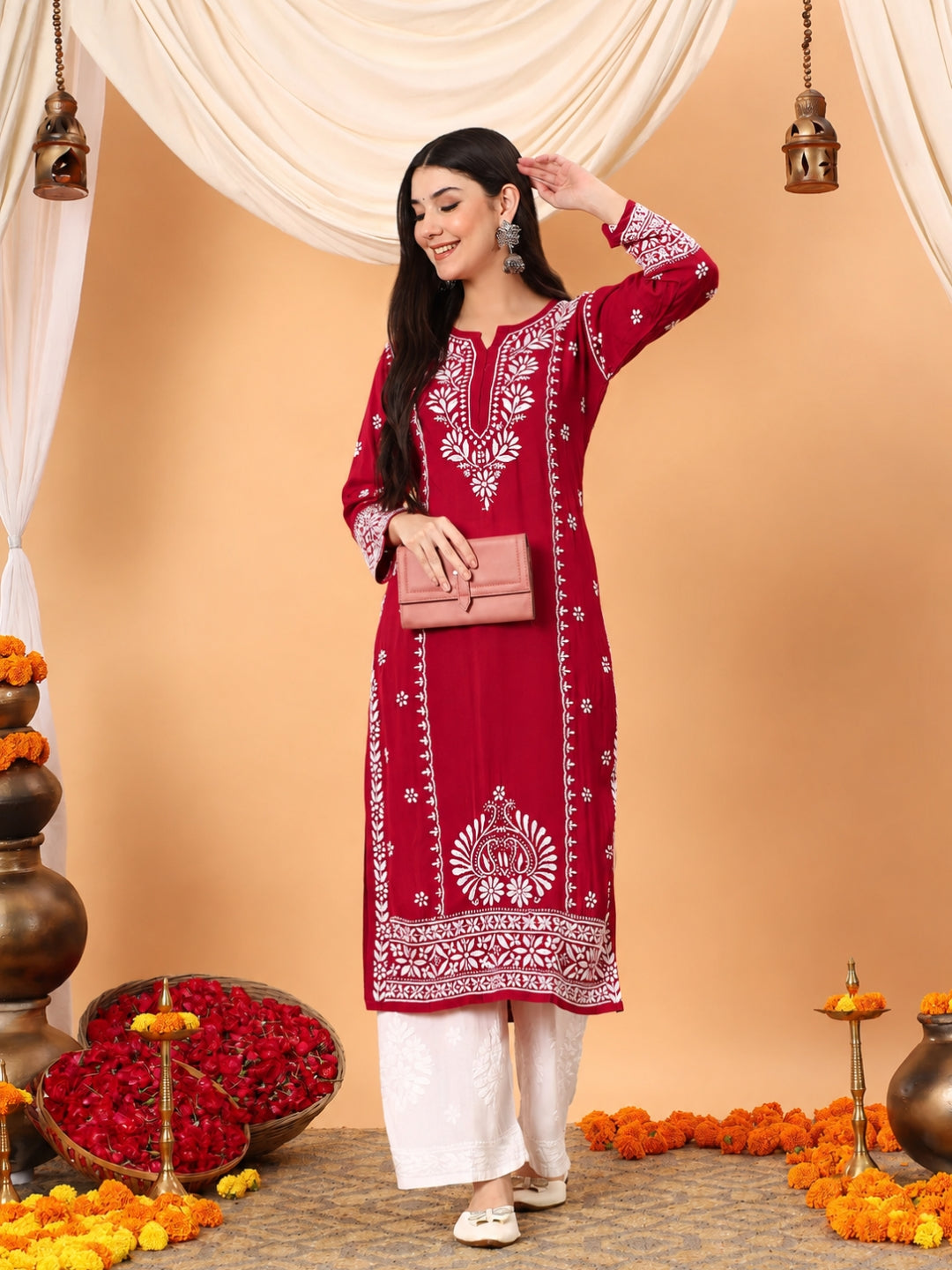 Gauri Modal Chikankari Premium Straight Kurta
