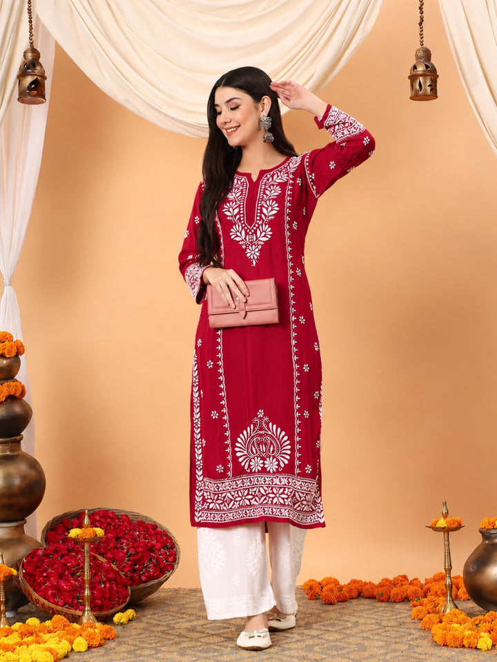 Gauri Modal Chikankari Premium Straight Kurta