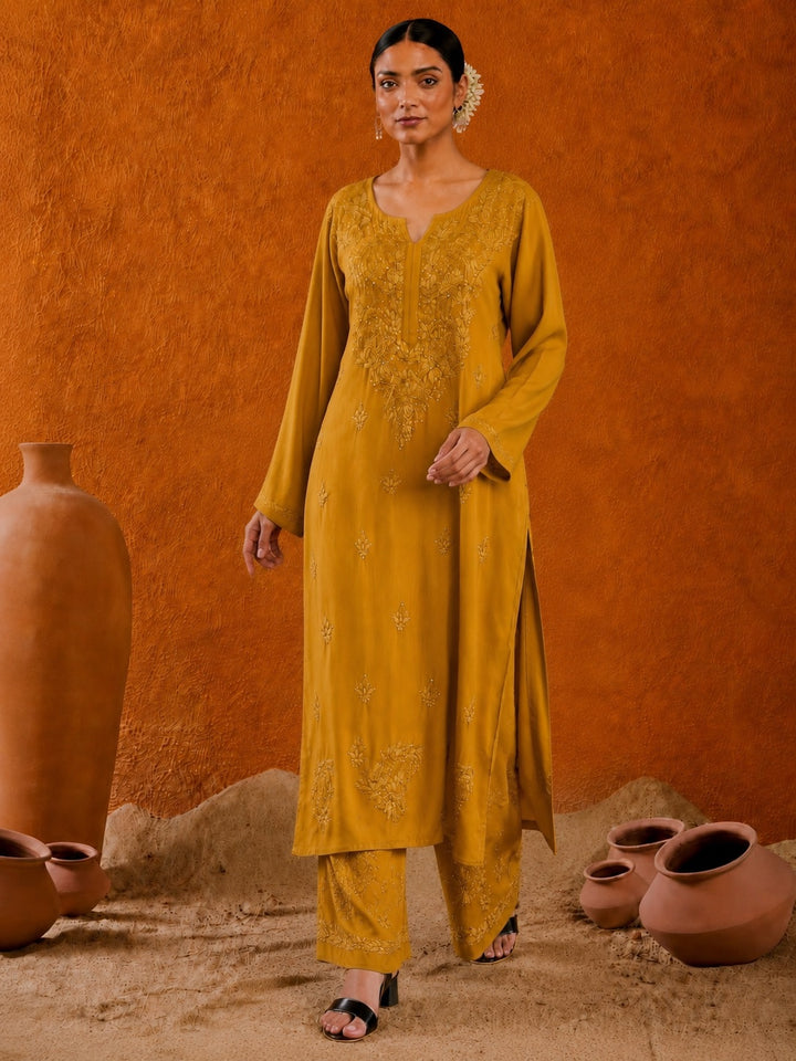 Avika Rayon Chikankari Mukaish Co-ord Set