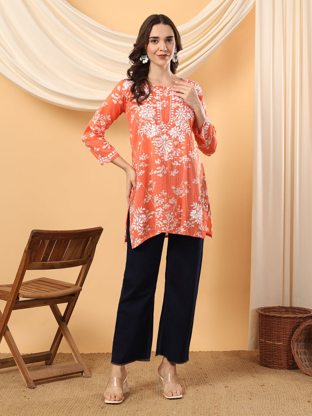 Naba Chikankari Mulmul Short Kurti