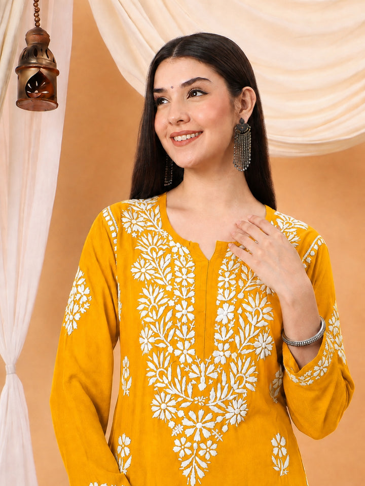 Rekha Modal Chikankari Premium Straight Kurta