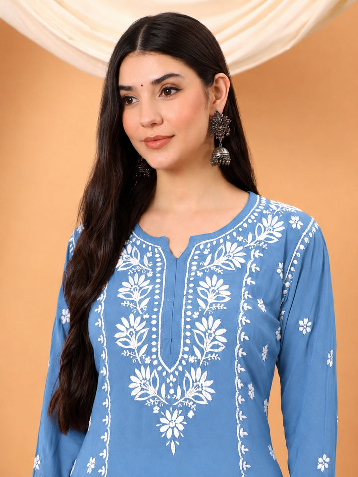 Gauri Modal Chikankari Premium Straight Kurta