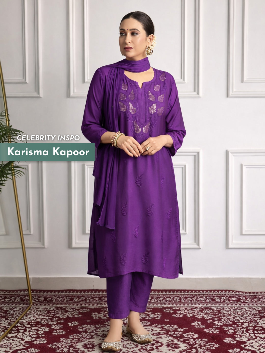 Karisma Chanderi Chikankari Mukaish Straight Kurta