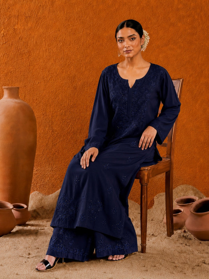 Avika Rayon Chikankari Mukaish Co-ord Set