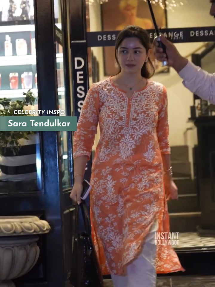 Zainab Chikankari Mulmul Straight Kurta