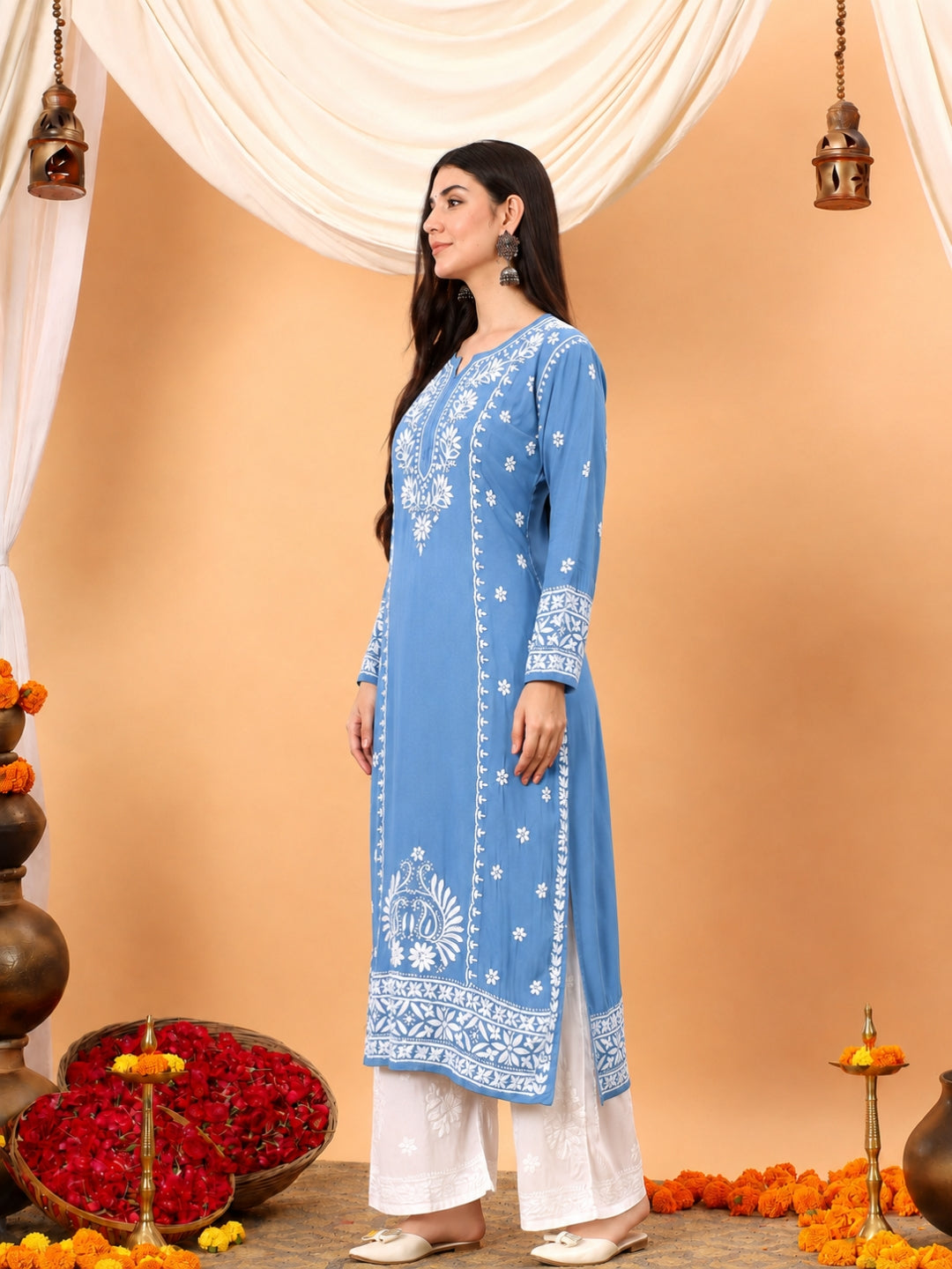 Gauri Modal Chikankari Premium Straight Kurta