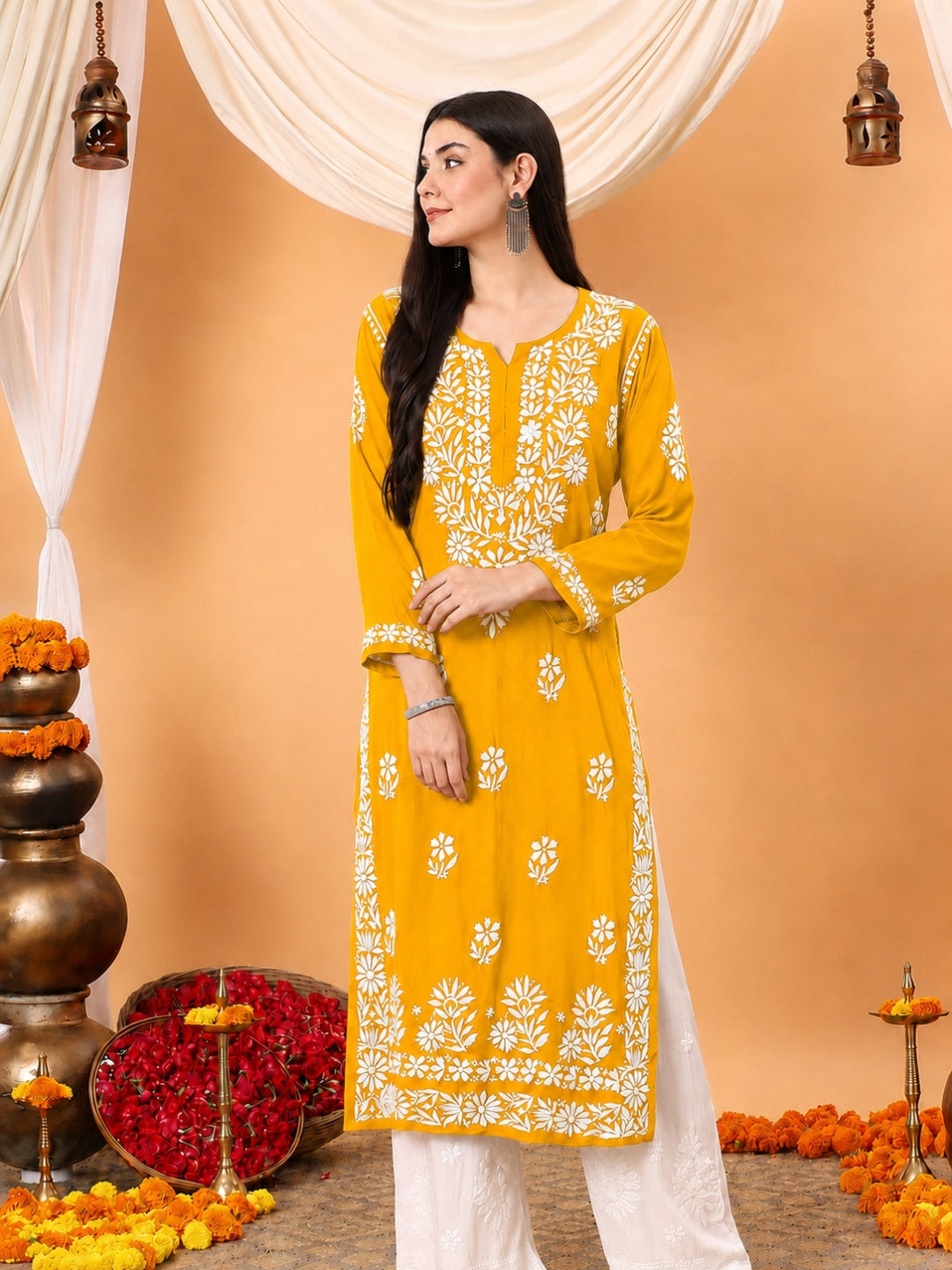 Rekha Modal Chikankari Premium Straight Kurta