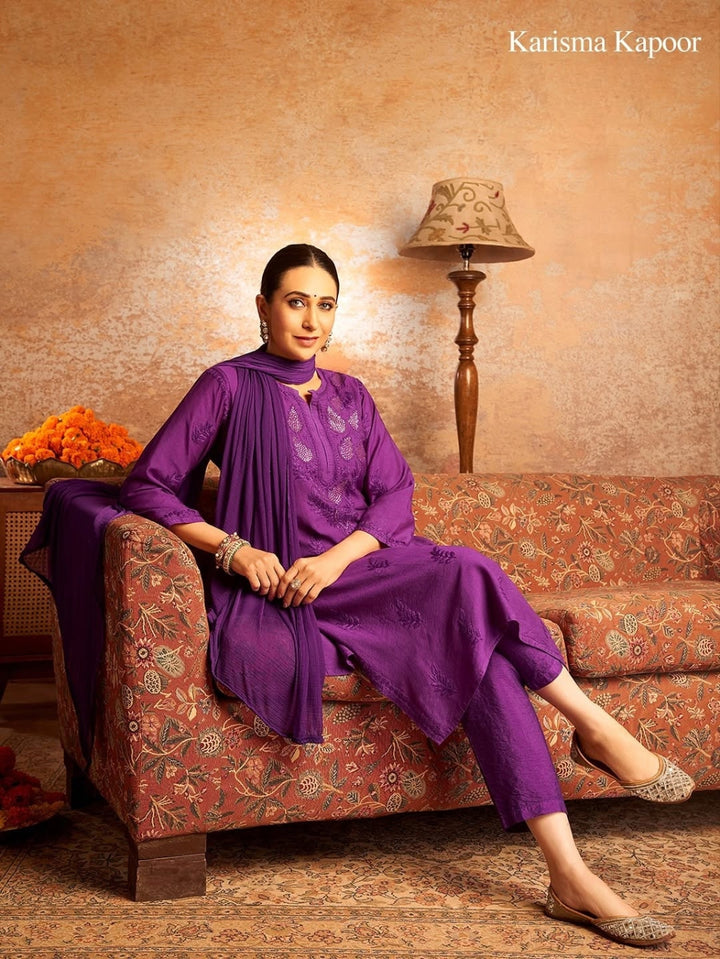 Karisma Chanderi Chikankari Mukaish Straight Kurta
