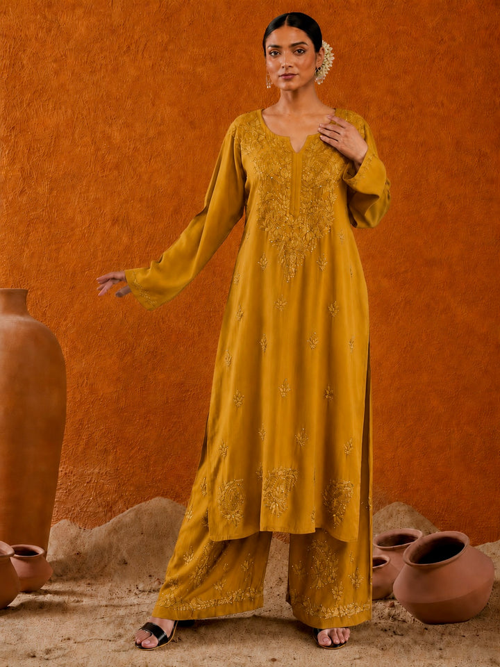 Avika Rayon Chikankari Mukaish Co-ord Set