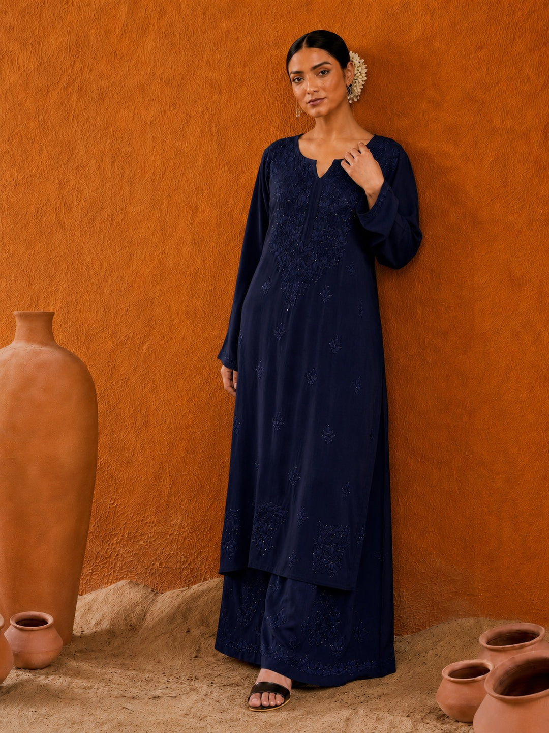 Avika Rayon Chikankari Mukaish Co-ord Set