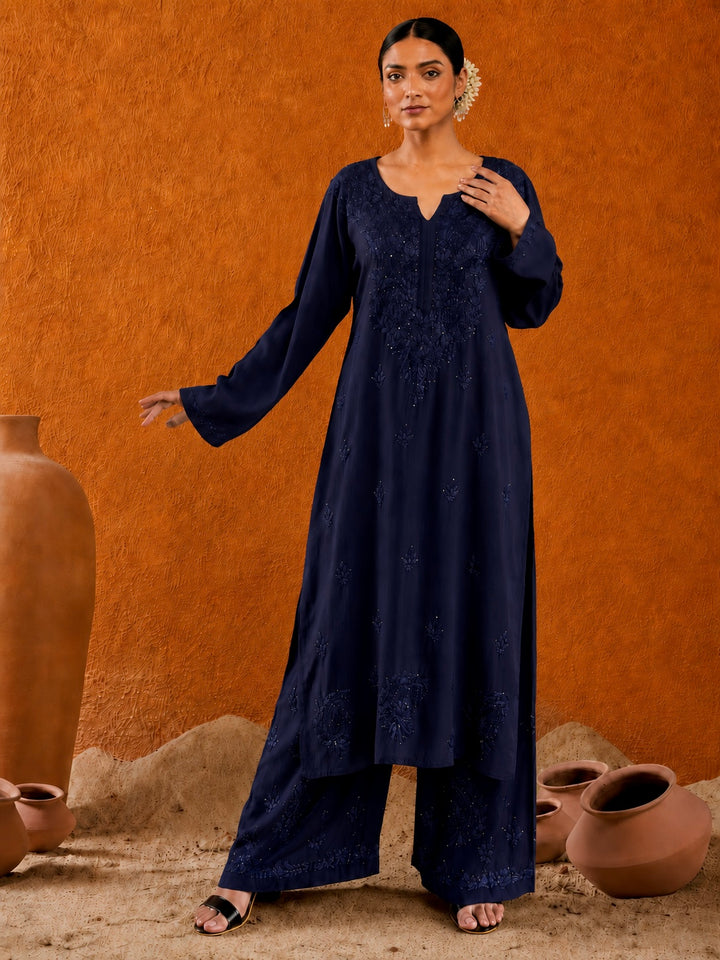 Avika Rayon Chikankari Mukaish Co-ord Set