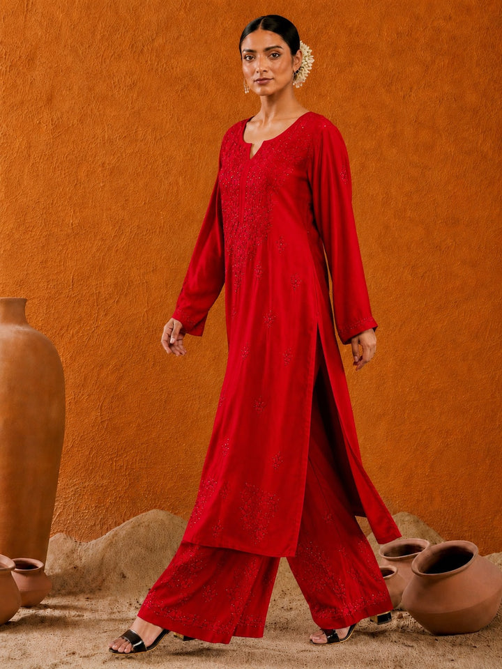 Avika Rayon Chikankari Mukaish Co-ord Set