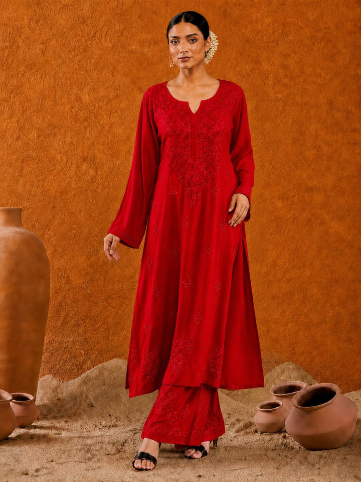 Avika Rayon Chikankari Mukaish Co-ord Set