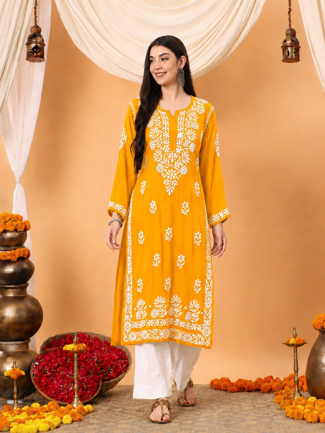 Rekha Modal Chikankari Premium Straight Kurta