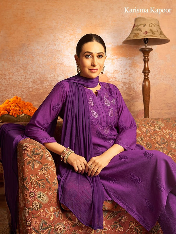Karisma Chanderi Chikankari Mukaish Straight Kurta
