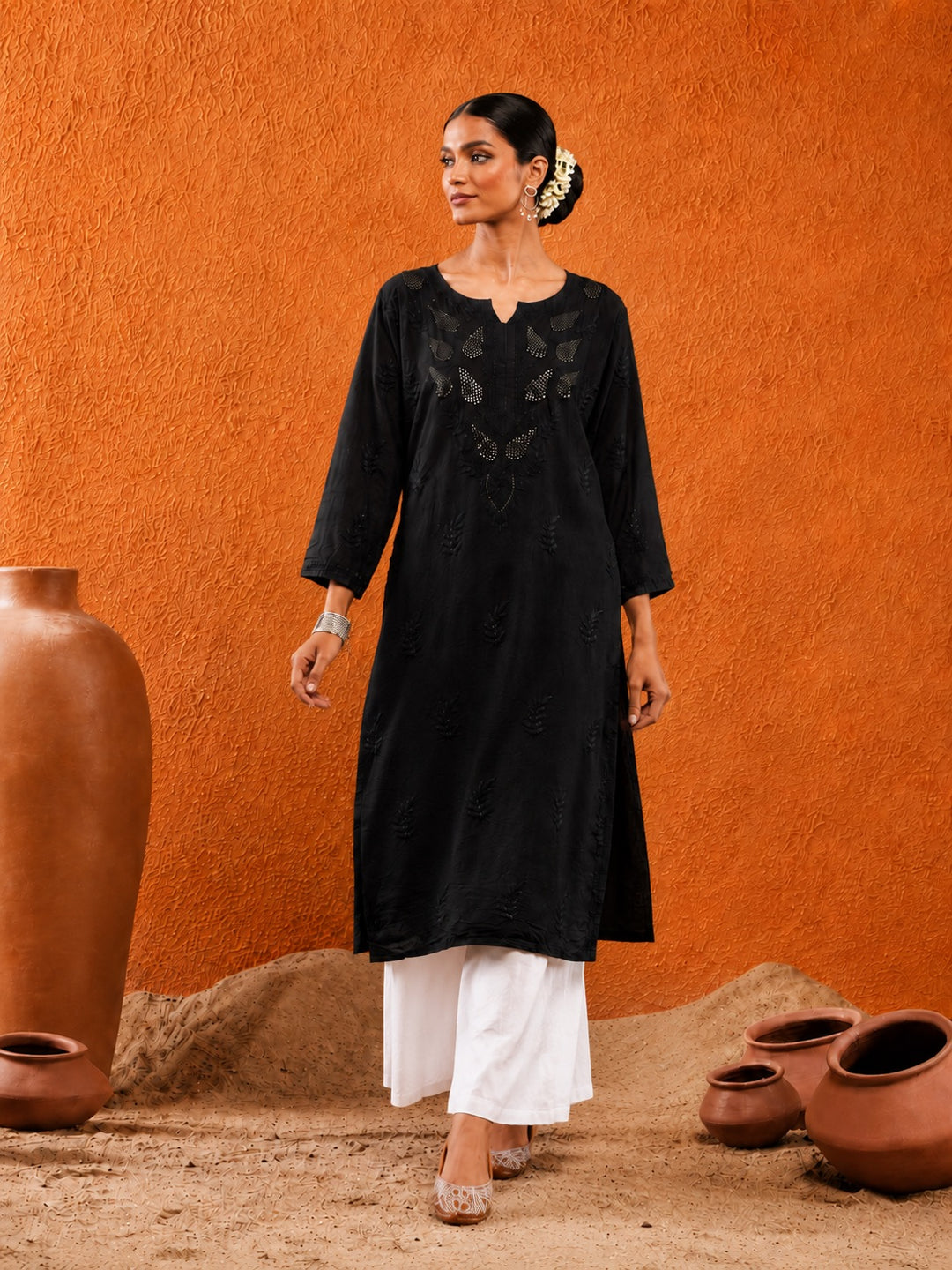 Karisma Chanderi Chikankari Mukaish Straight Kurta